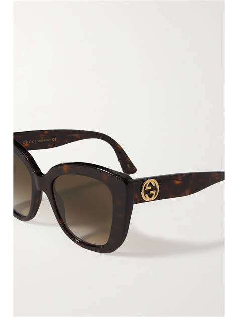 gucci two-tone cat-eye acetate sunglasses havana gold|Gucci havana sunglasses men's.